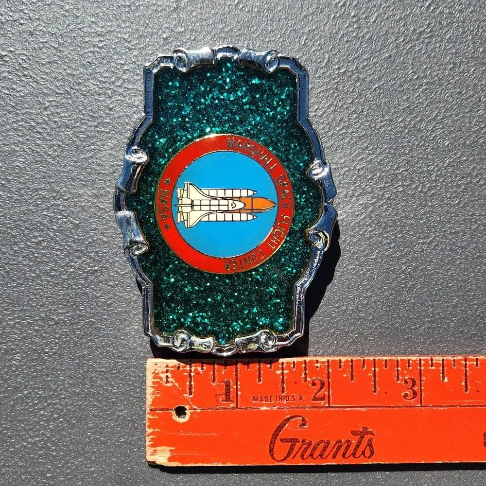 Vintage NASA Marshall Space Flight Center Space Shuttle Belt Buckle Michoud Rare